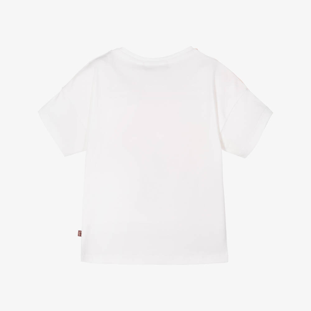 AIGNER-Girls White Cotton Logo T-Shirt | Childrensalon Outlet