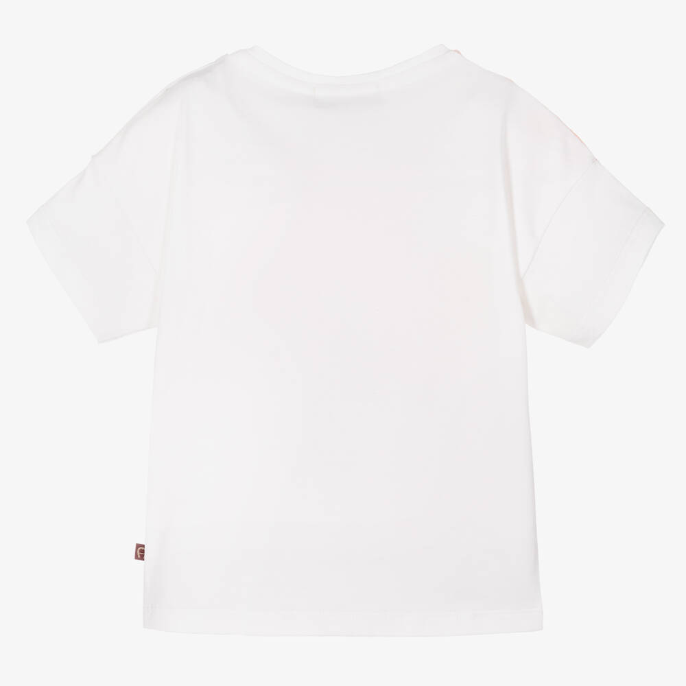 AIGNER-تيشيرت أطفال بناتي قطن جيرسي لون أبيض | Childrensalon Outlet