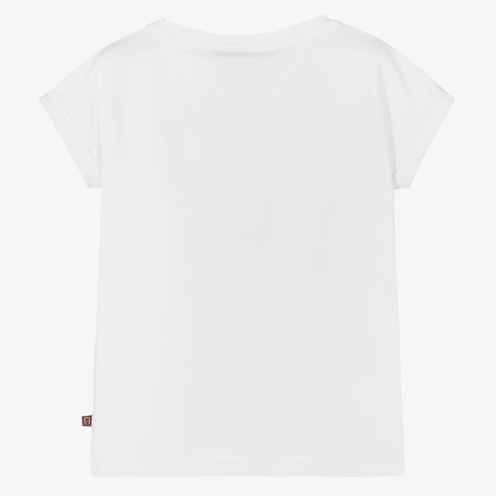 AIGNER-تيشيرت قطن جيرسي لون أبيض للبنات | Childrensalon Outlet