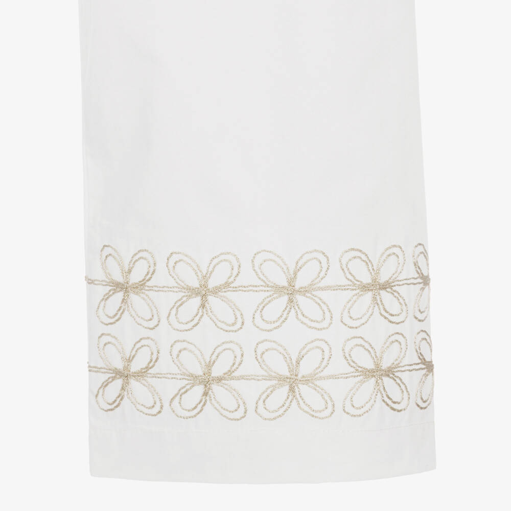 AIGNER-Girls White Cotton Wide-Leg Trousers | Childrensalon Outlet