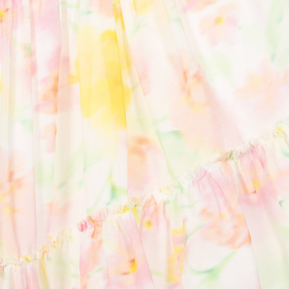 AIGNER-Girls White Floral Cotton & Chiffon Dress | Childrensalon Outlet