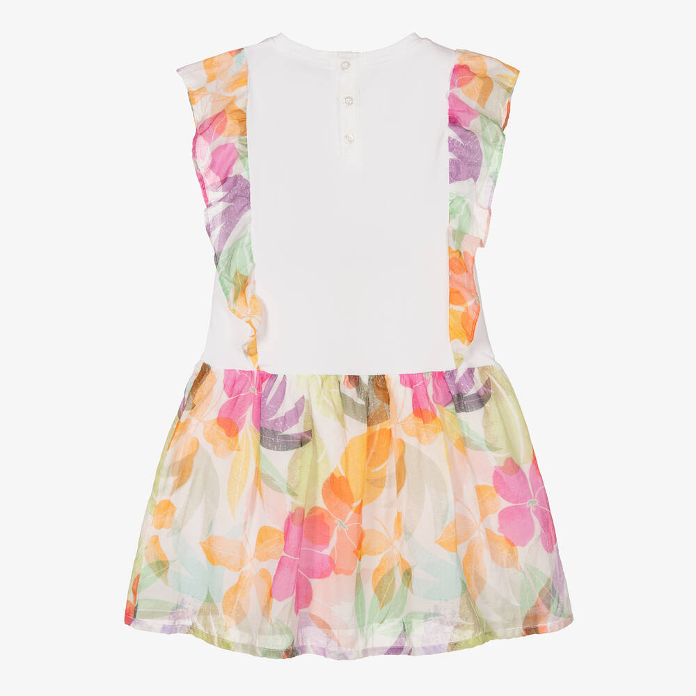AIGNER-Girls White Floral Cotton Dress | Childrensalon Outlet