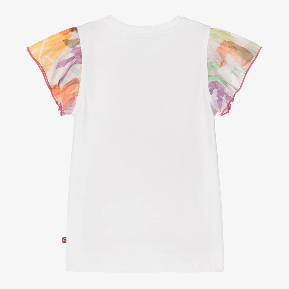 AIGNER-Белая футболка с цветочным логотипом | Childrensalon Outlet