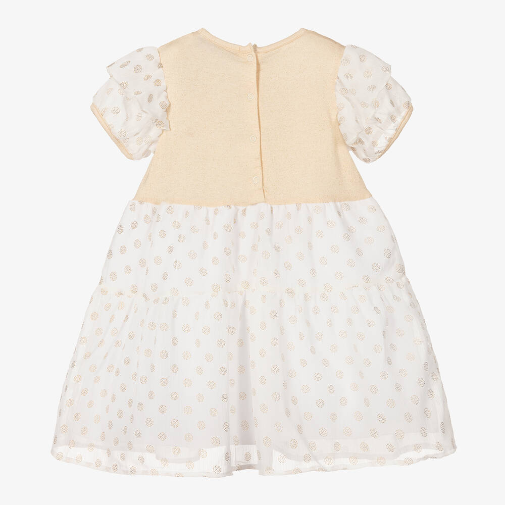 AIGNER-Girls White & Gold Crêpe Chiffon Dress | Childrensalon Outlet