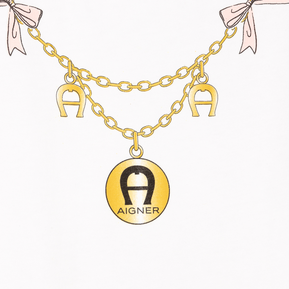 AIGNER-Girls White & Gold Tulle Dress | Childrensalon Outlet