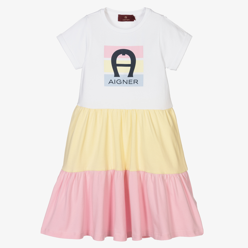 AIGNER - Белое хлопковое платье для девочек | Childrensalon