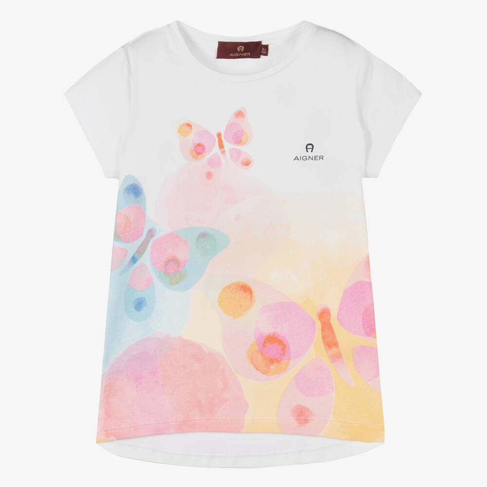 AIGNER - Белая футболка для девочек | Childrensalon
