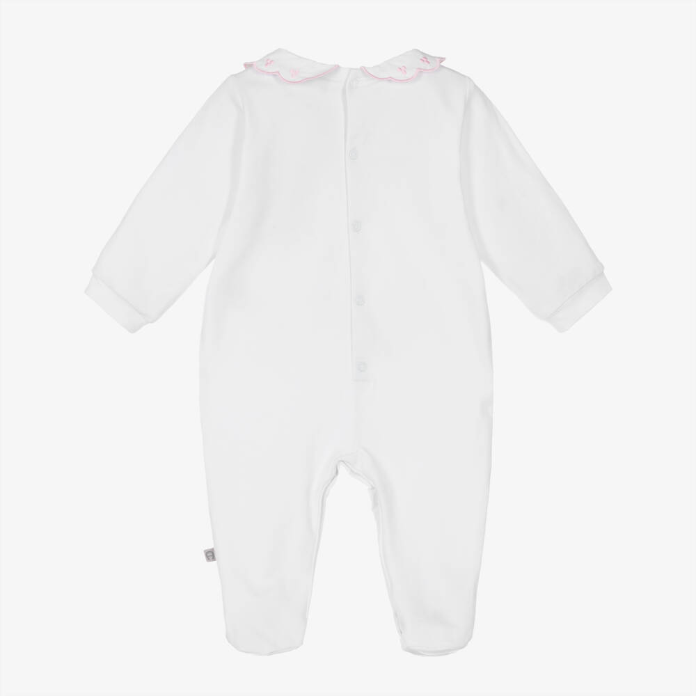 AIGNER-Girls White Pima Cotton Babygrow with Bag Print | Childrensalon Outlet