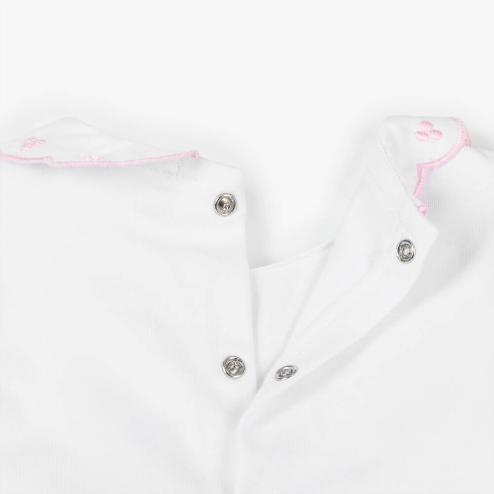 AIGNER-Girls White Pima Cotton Babygrow with Bag Print | Childrensalon Outlet