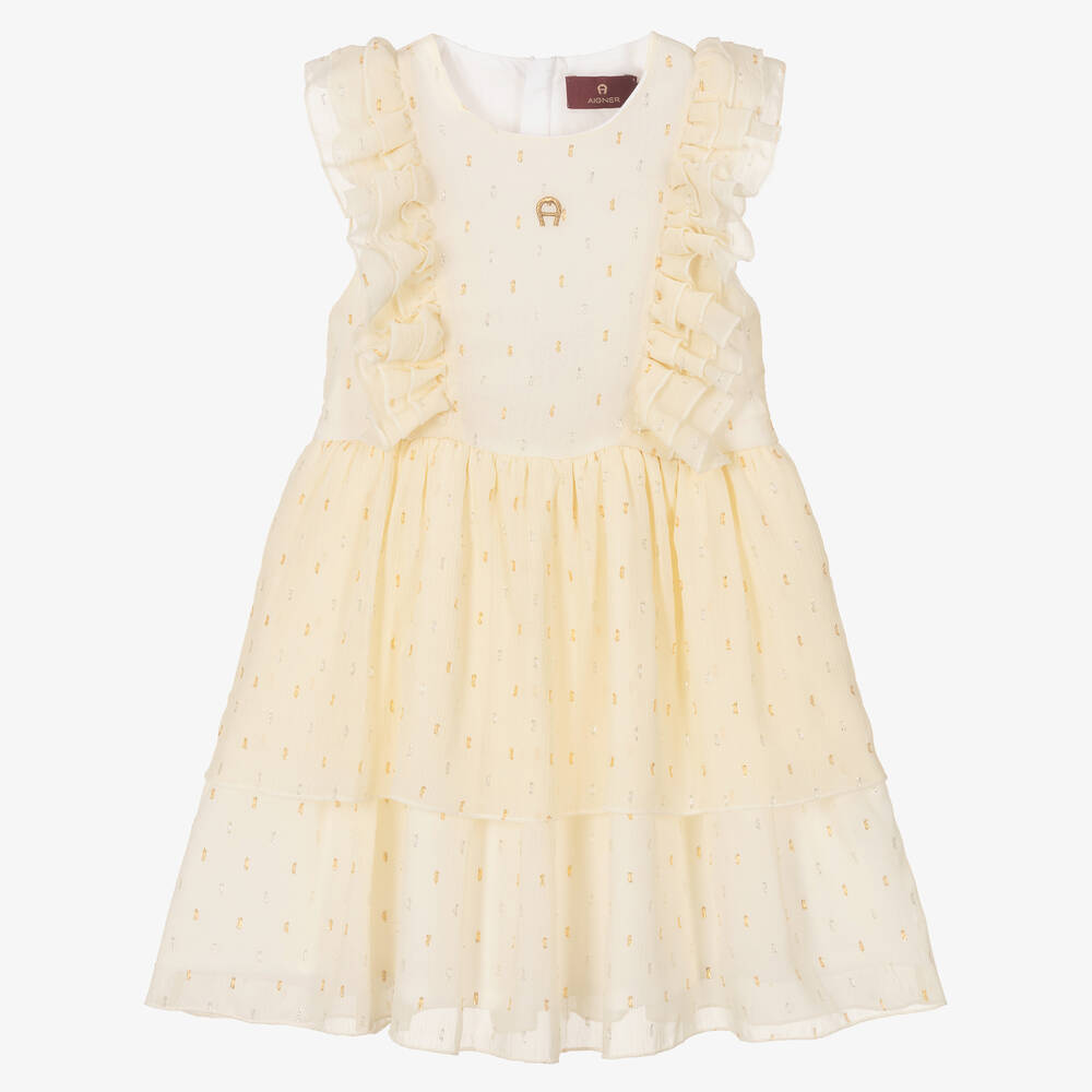 AIGNER - Girls Yellow Chiffon Dress | Childrensalon