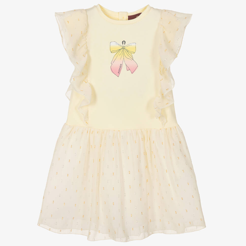 AIGNER - Gelbes Baumwoll-Chiffon-Kleid (M) | Childrensalon