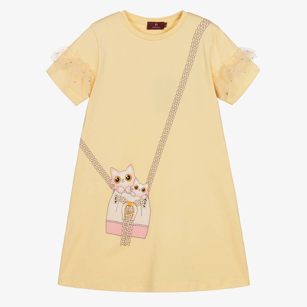 AIGNER-Girls Yellow Cotton Dress | Childrensalon Outlet
