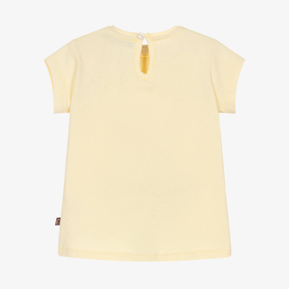 AIGNER-Girls Yellow Cotton Logo T-Shirt with Teddy Bear | Childrensalon Outlet