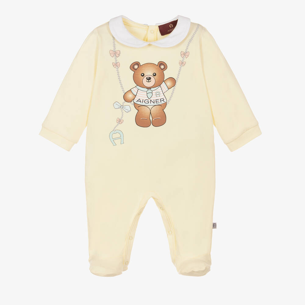 AIGNER-Girls Yellow Pima Cotton Babygrow | Childrensalon Outlet