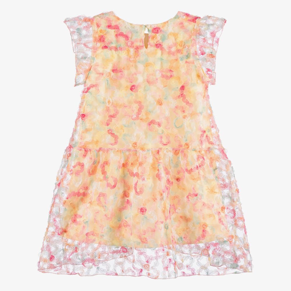 AIGNER-Girls Yellow & Pink Floral Tulle Dress | Childrensalon Outlet