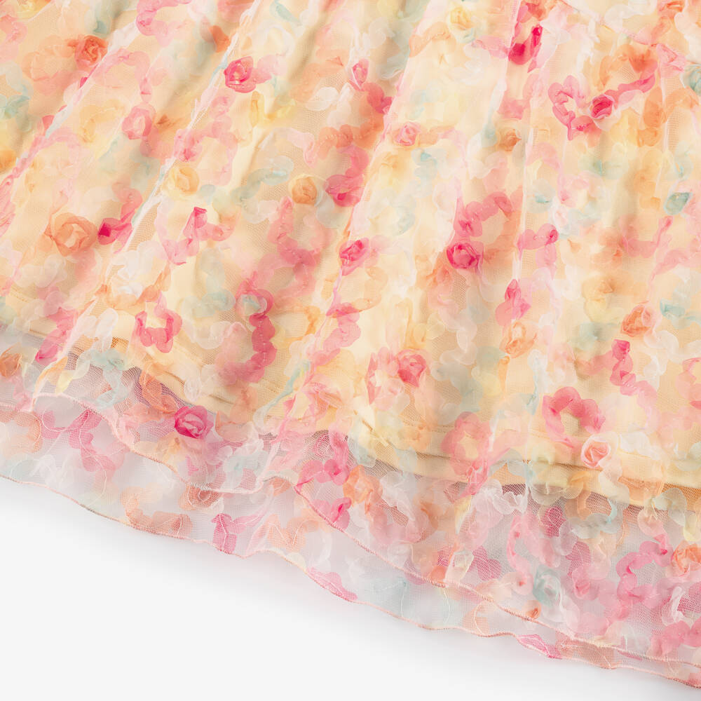 AIGNER-Girls Yellow & Pink Floral Tulle Dress | Childrensalon Outlet