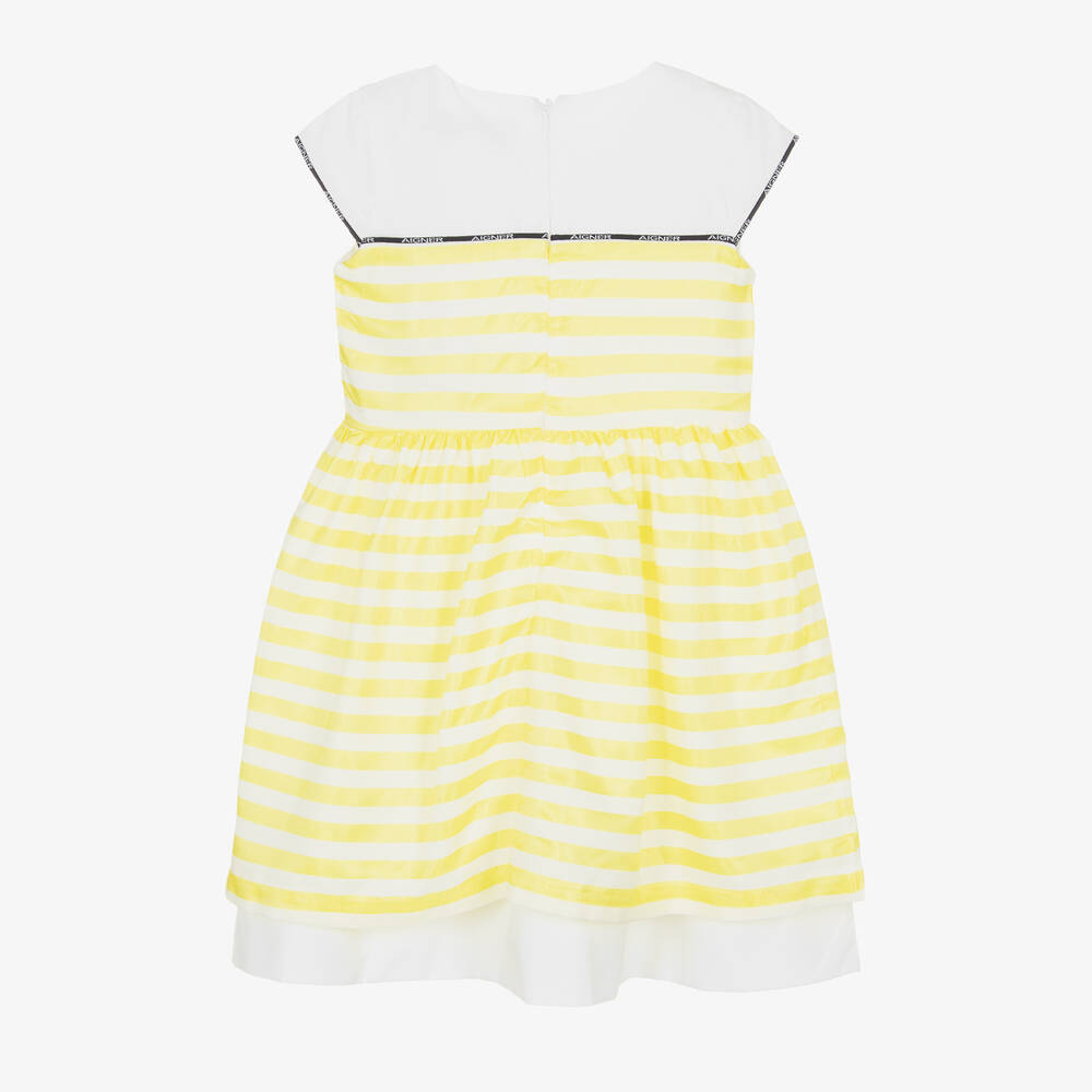 AIGNER-Girls Yellow Striped Satin Dress | Childrensalon Outlet