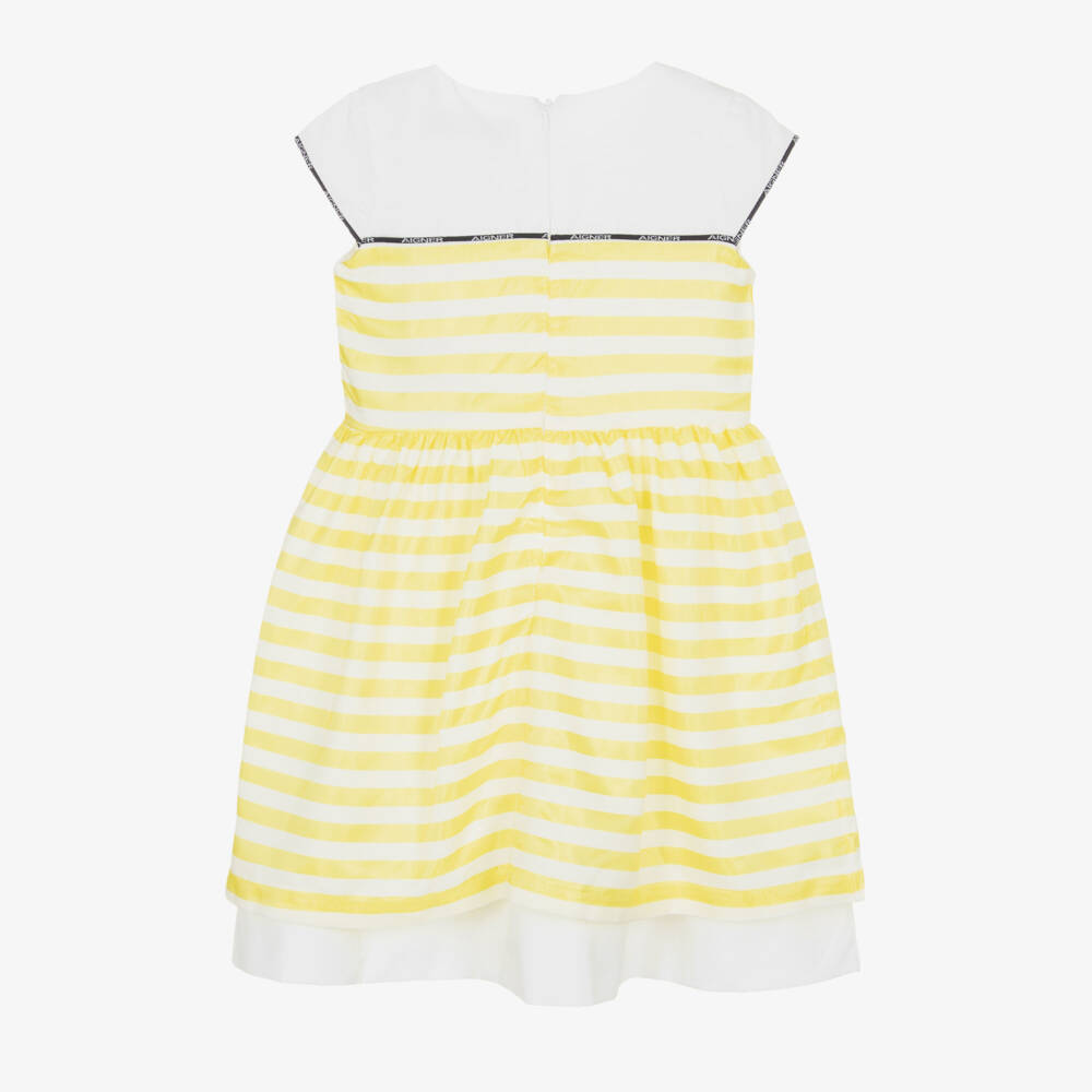 AIGNER-Girls Yellow Striped Satin Dress | Childrensalon Outlet