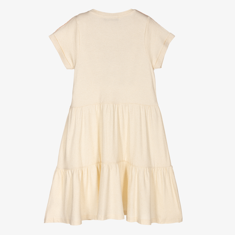 AIGNER-Gold Cotton Sequin Logo Dress | Childrensalon Outlet