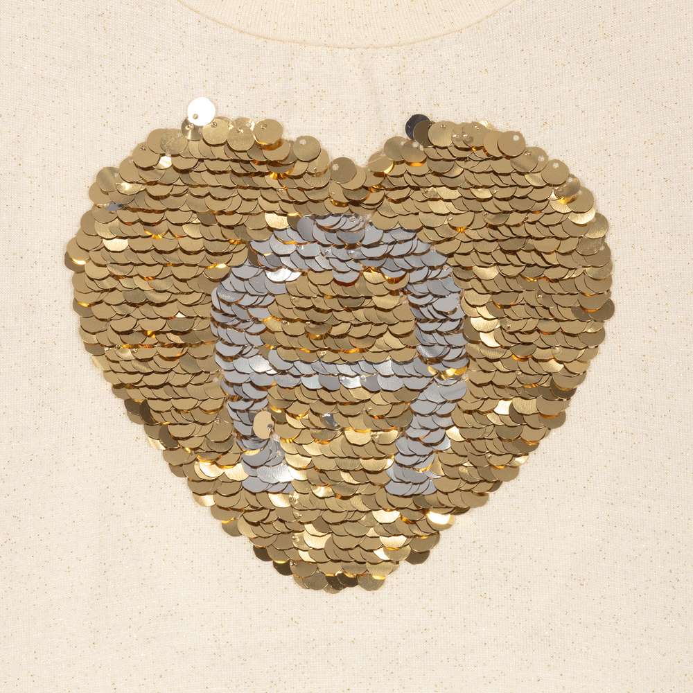 AIGNER-Gold Cotton Sequin Logo Dress | Childrensalon Outlet