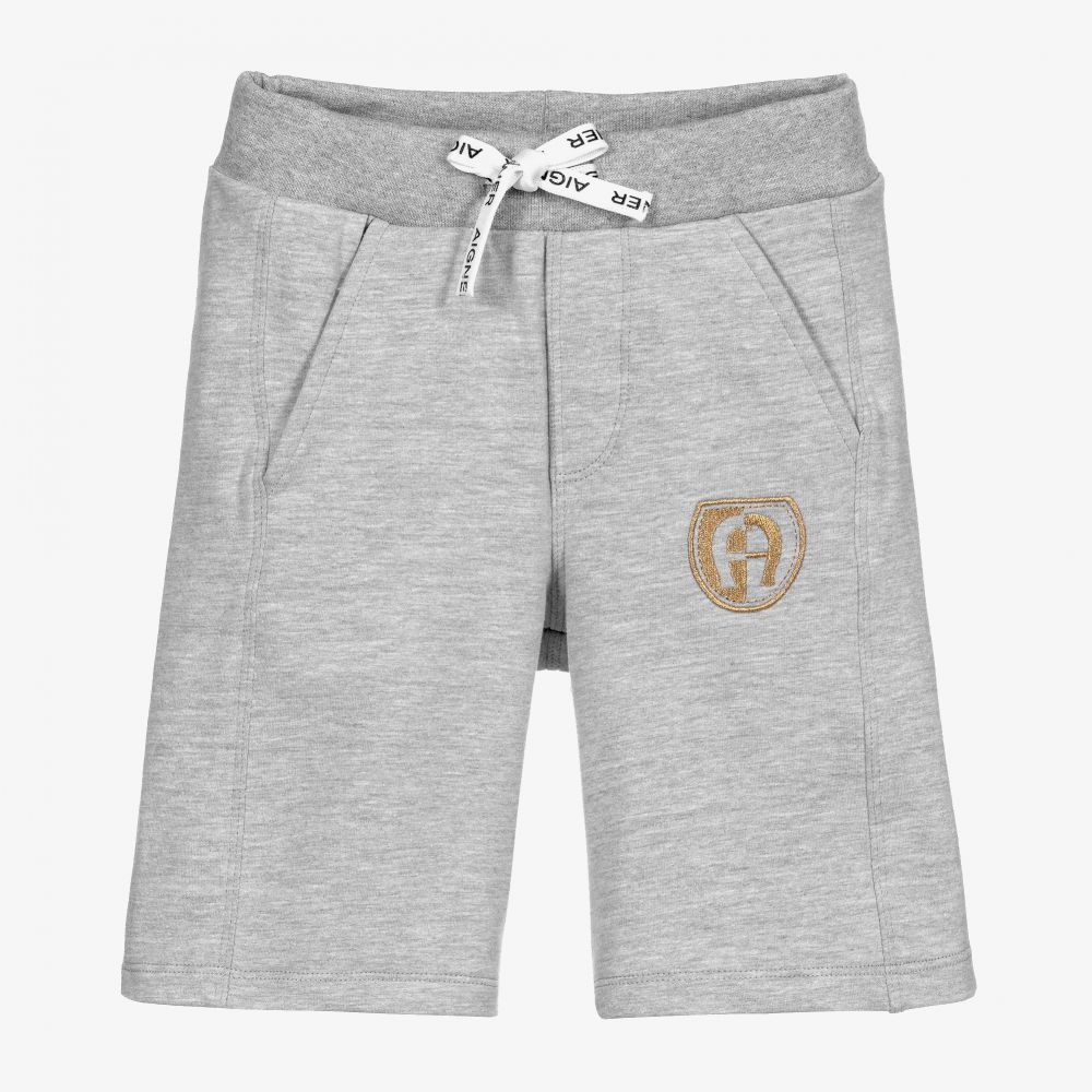 AIGNER - Grey Cotton Jersey Shorts | Childrensalon