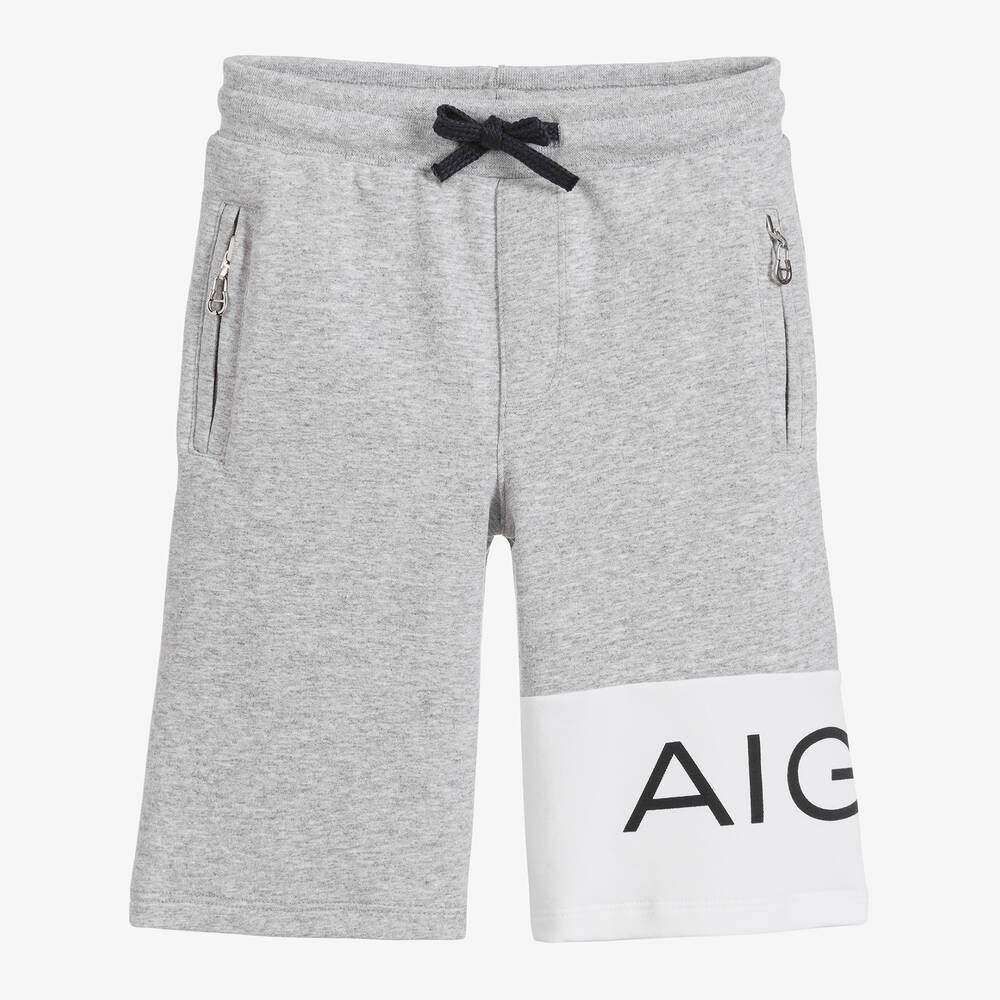 AIGNER - Grey & White Jersey Shorts | Childrensalon