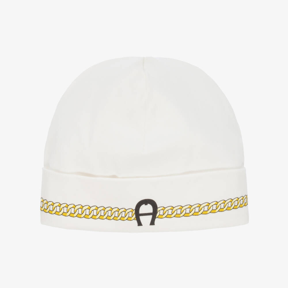 AIGNER-Ivory Cotton Baby Hat | Childrensalon Outlet