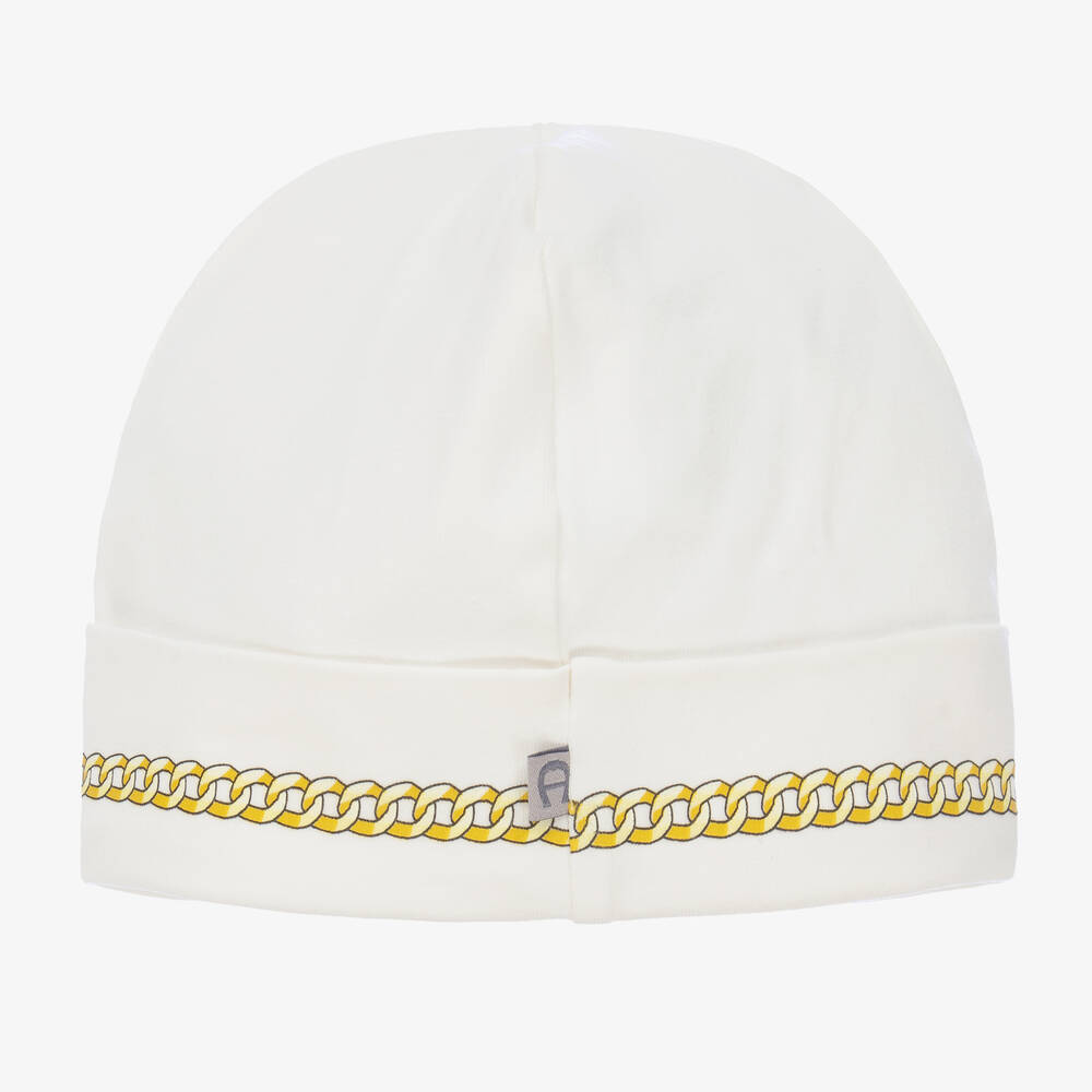 AIGNER-Ivory Cotton Baby Hat | Childrensalon Outlet