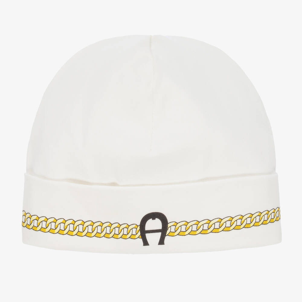 AIGNER - Ivory Cotton Baby Hat | Childrensalon