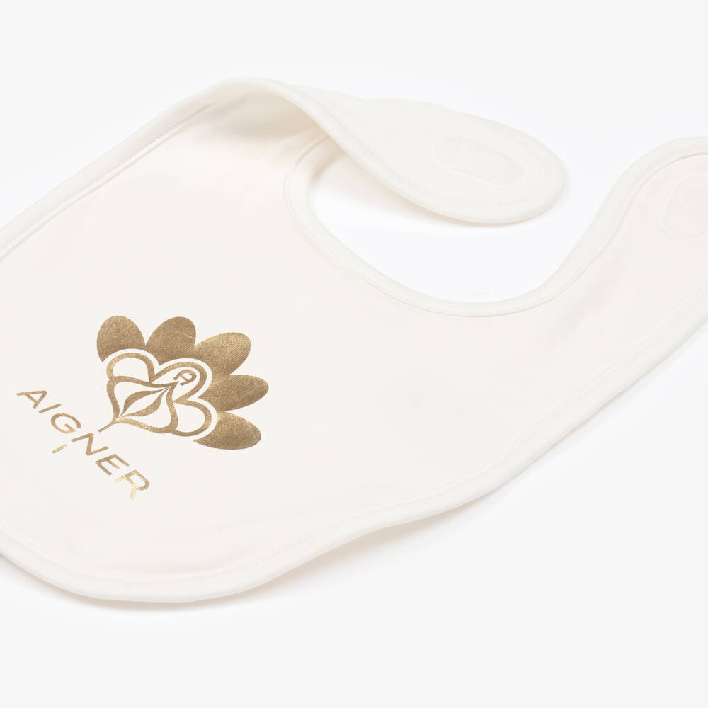 AIGNER-Ivory Cotton Bib for Girls | Childrensalon Outlet