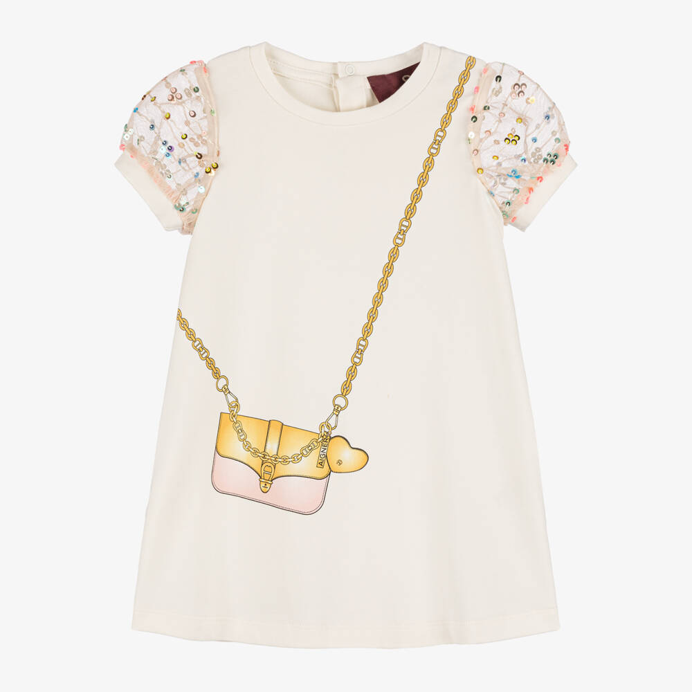 AIGNER-فستان قطن عاجي بتصميم حقيبة | Childrensalon Outlet