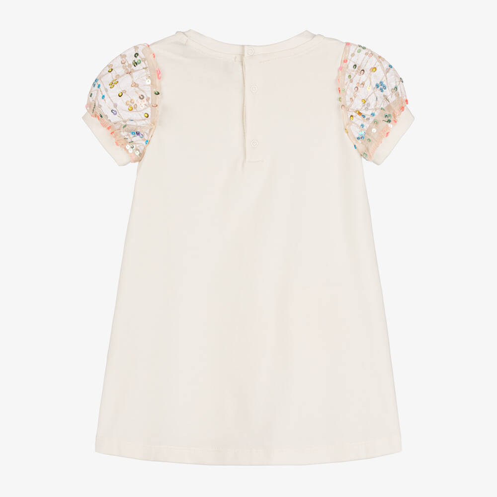 AIGNER-Кремовое хлопковое платье с дизайном сумки для девочек | Childrensalon Outlet