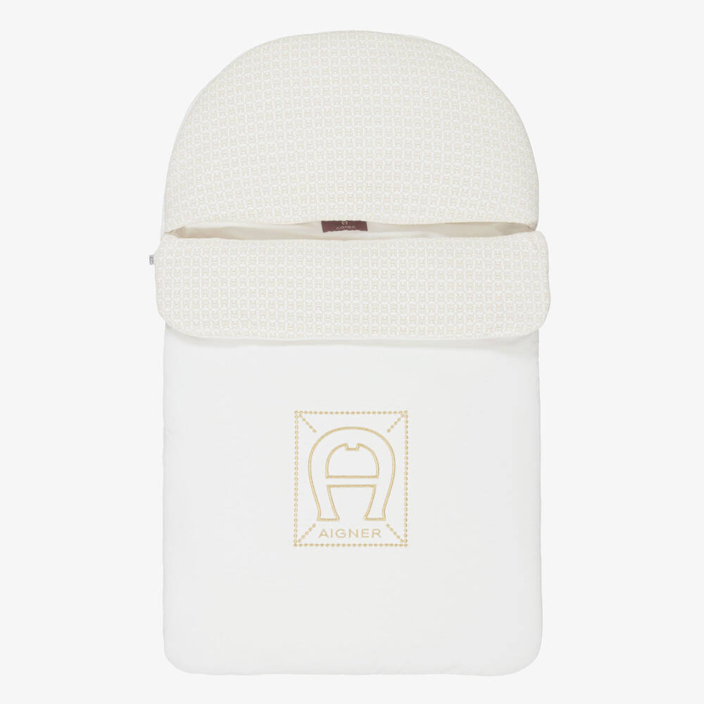 AIGNER-Ivory Cotton Nest with Gold Embroidery | Childrensalon Outlet