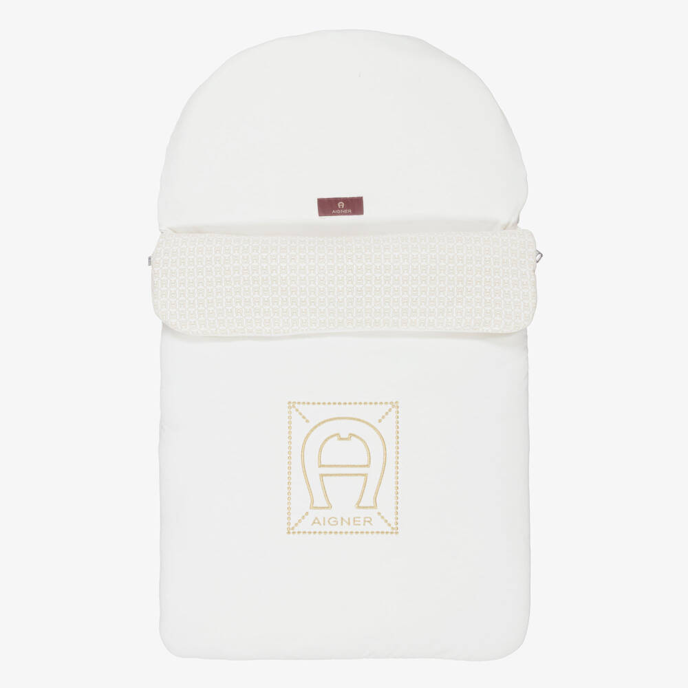 AIGNER-Ivory Cotton Nest with Gold Embroidery | Childrensalon Outlet