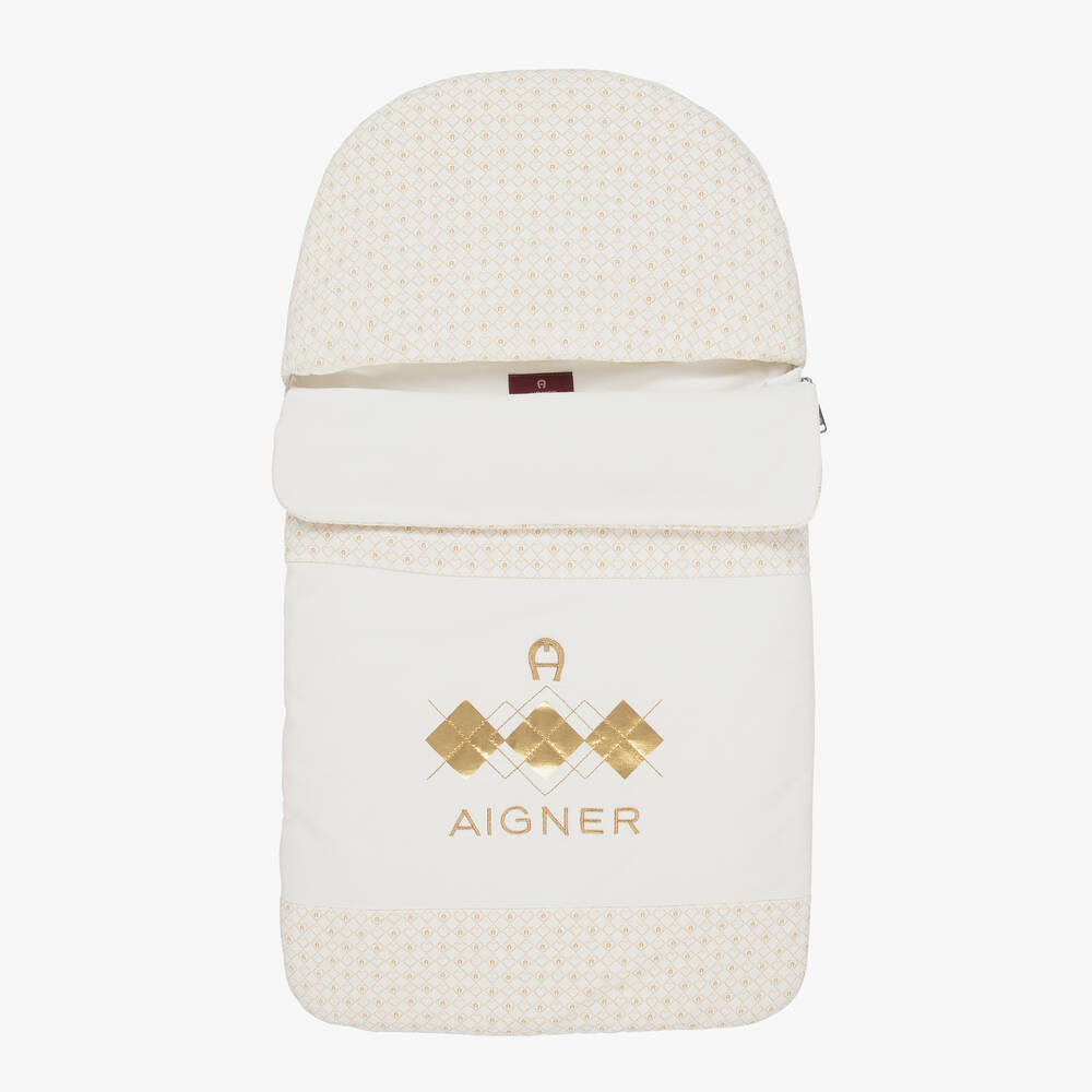 AIGNER - Ivory & Gold Logo Nest (72cm) | Childrensalon