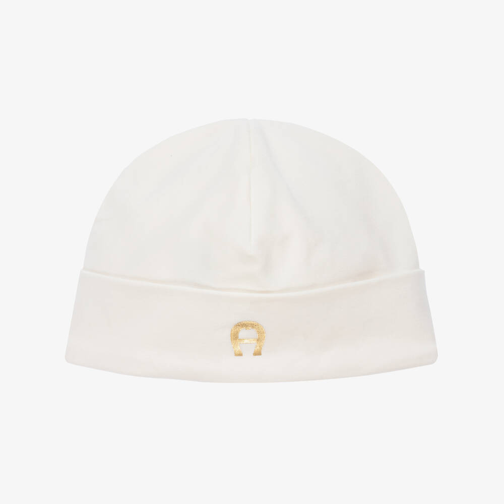 AIGNER-قبعة قطن بيما لون عاجي وذهبي للأطفال | Childrensalon Outlet