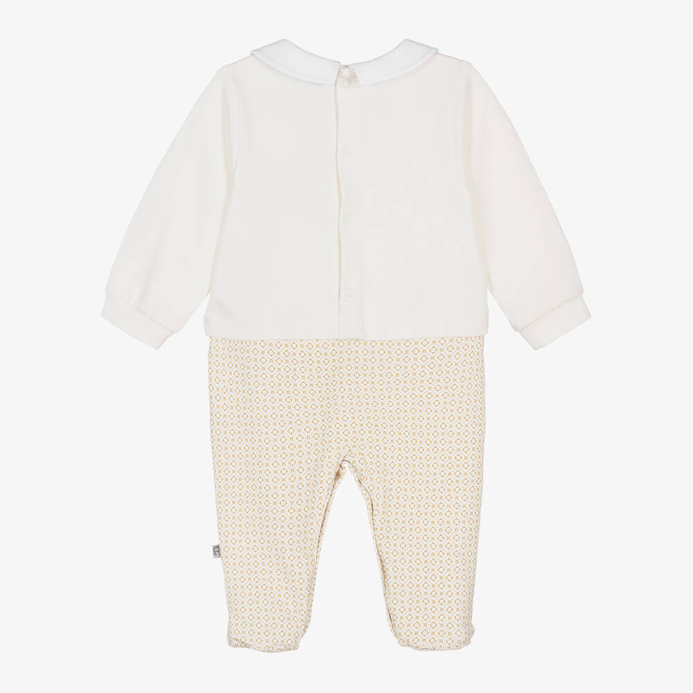 AIGNER-Ivory Horseshoe Logo Pima Cotton Babygrow | Childrensalon Outlet