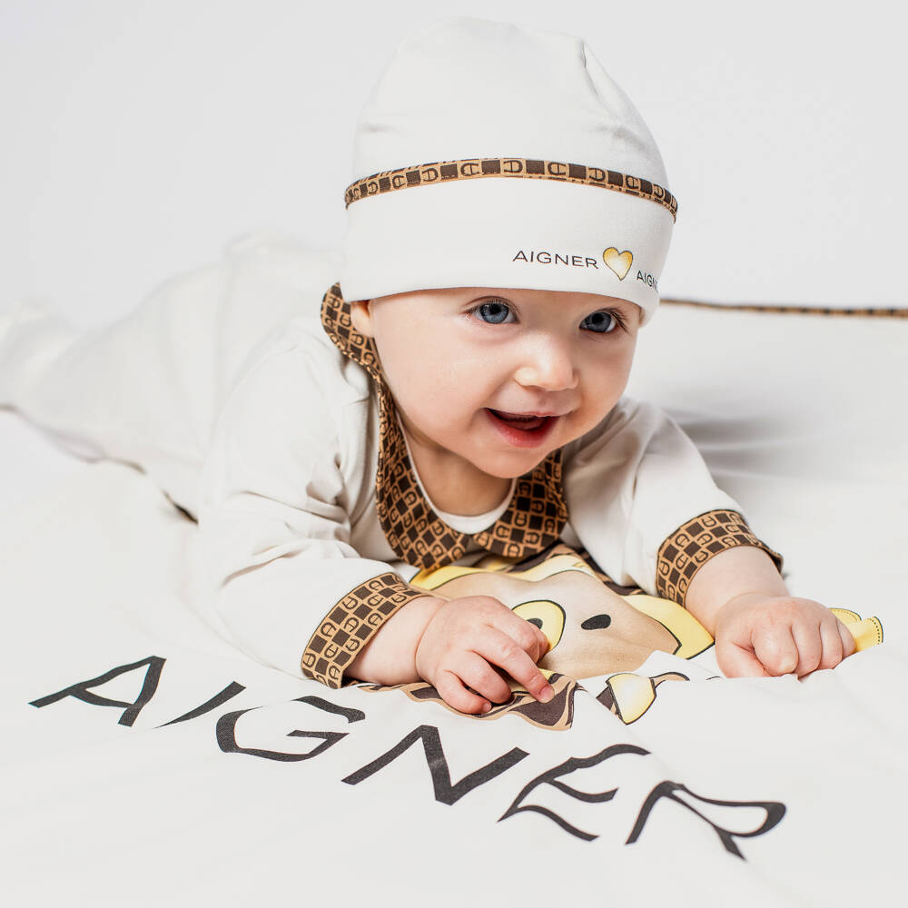 AIGNER-قبعة فاخرة من بيما للرضع بلون العاج | Childrensalon Outlet