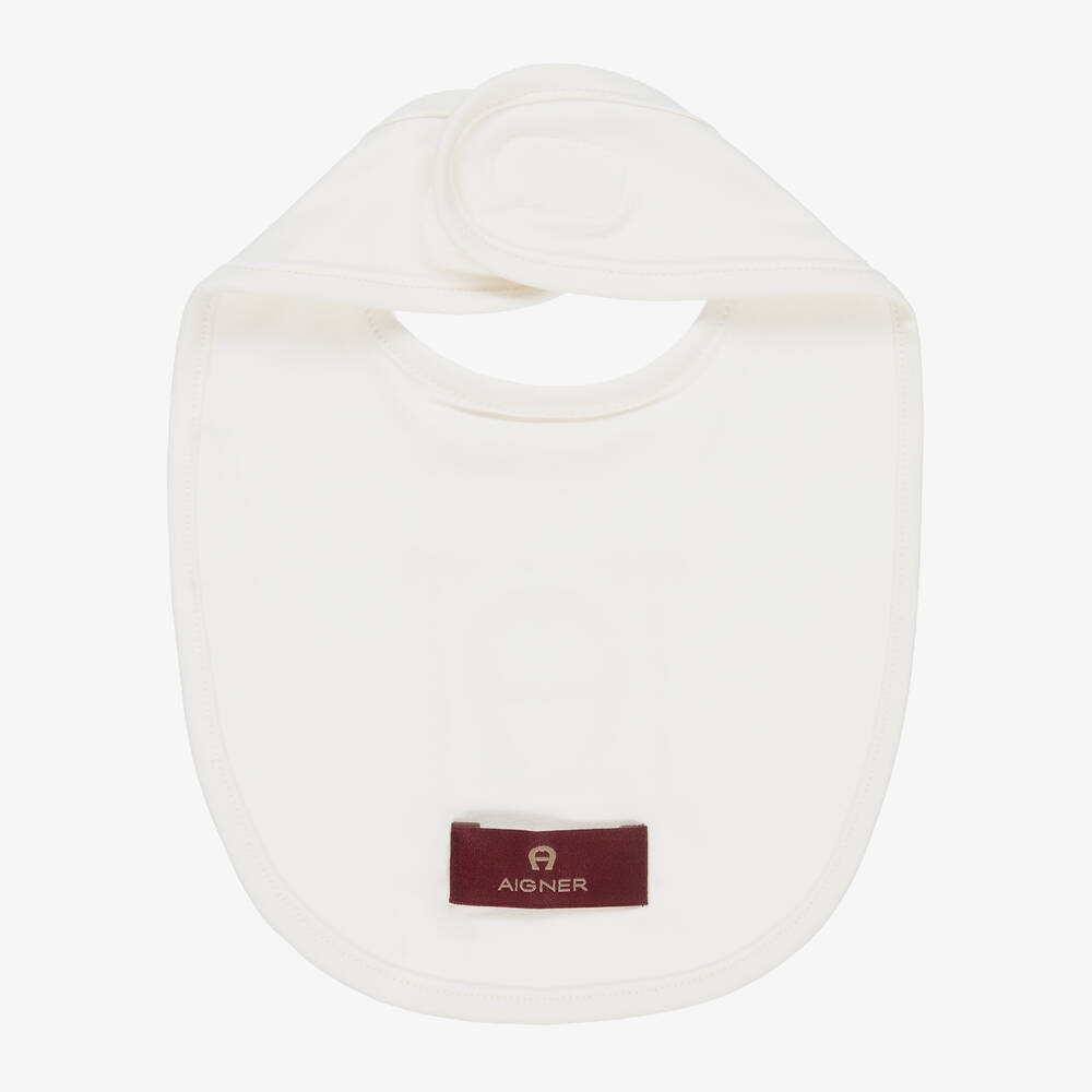 AIGNER-Ivory Pima Cotton Baby Bib | Childrensalon Outlet