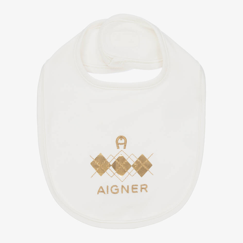AIGNER - مريلة قطن بيما جيرسي لون عاجي للأطفال | Childrensalon