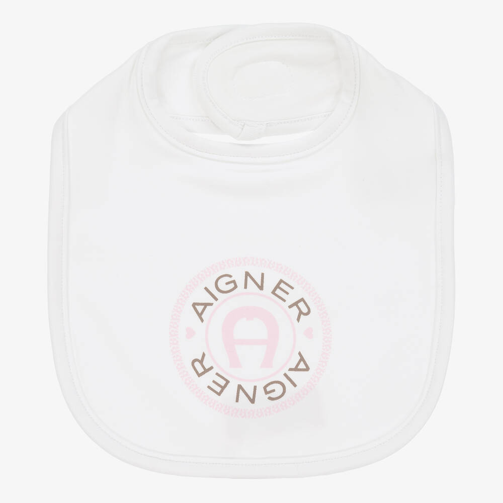 AIGNER-Ivory Pima Cotton Baby Bib | Childrensalon Outlet