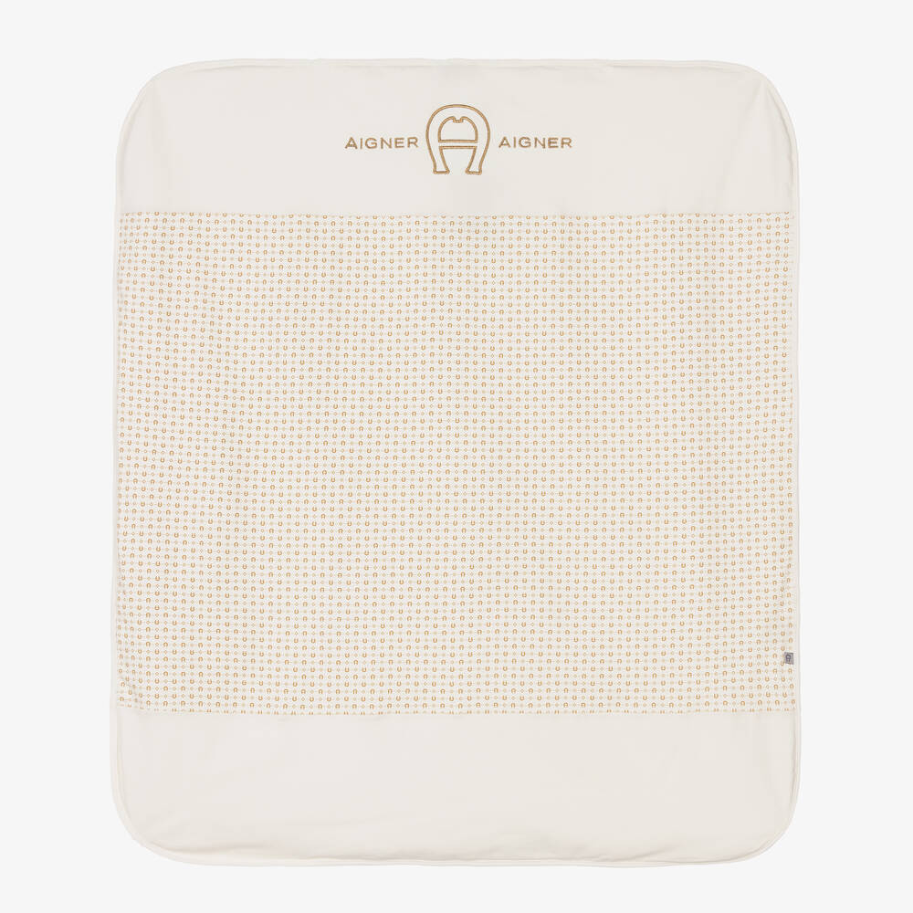 AIGNER - Ivory Pima Cotton Baby Blanket (87cm) | Childrensalon