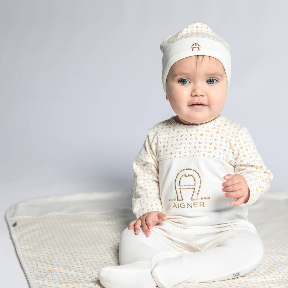 Aigner Kids logo-embroidered Pima cotton headband - White