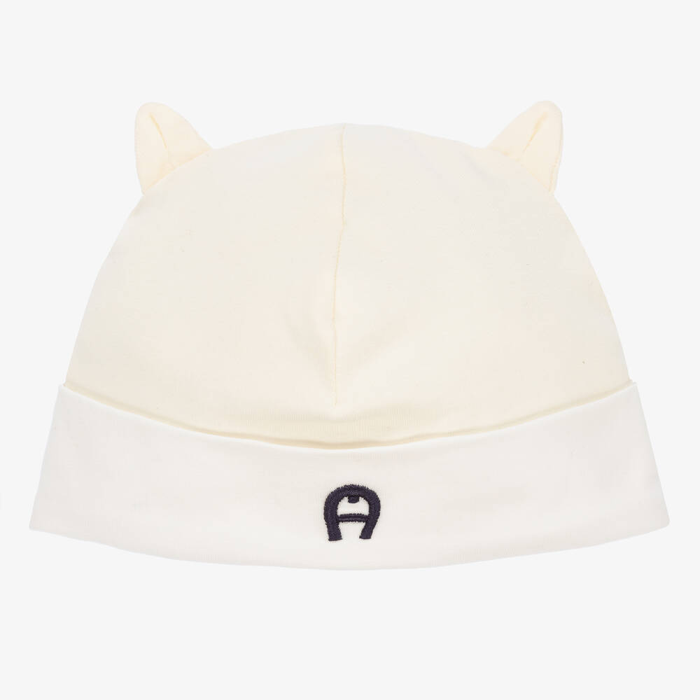 AIGNER - Ivory Pima Cotton Baby Hat | Childrensalon