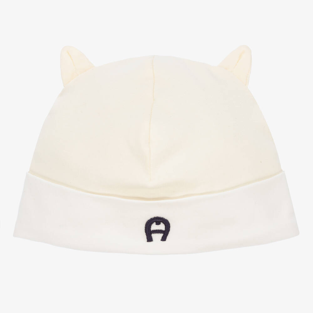 AIGNER - Bonnet ivoire en coton Pima bébé | Childrensalon