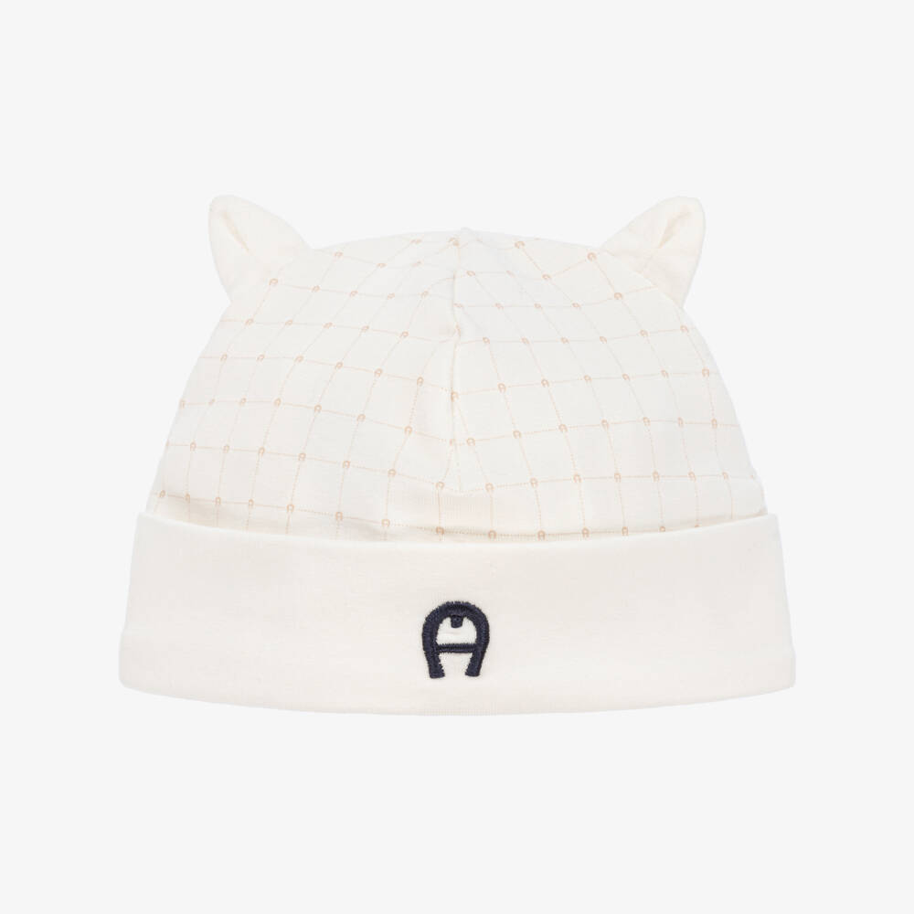 AIGNER-Ivory Pima Cotton Baby Hat | Childrensalon Outlet