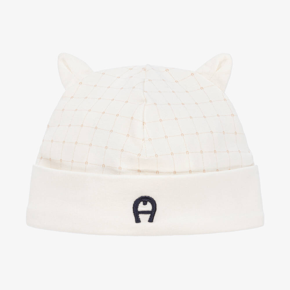 AIGNER - قبعة قطن بيما جيرسي لون عاجي للأطفال | Childrensalon