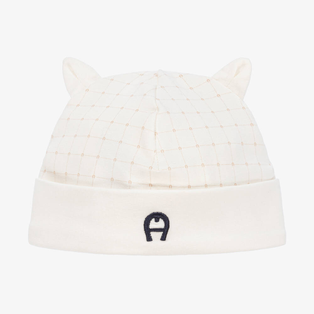 AIGNER - Ivory Pima Cotton Baby Hat | Childrensalon