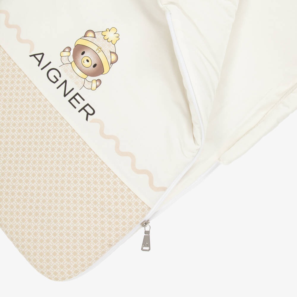 AIGNER-Кремовый хлопковый гнездышко для малышей с мишкой | Childrensalon Outlet