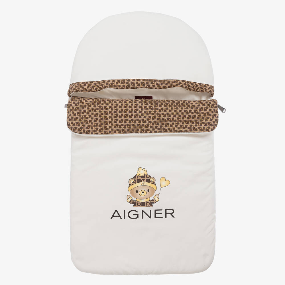 AIGNER-Ivory Pima Cotton Teddy Bear Nest (73cm) | Childrensalon Outlet